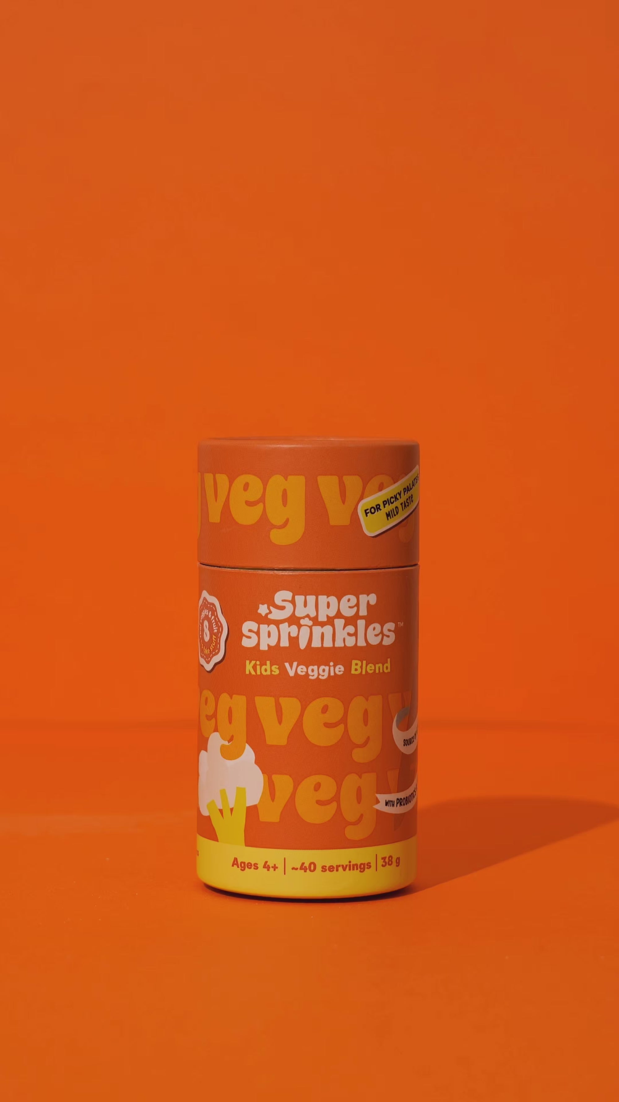Super Sprinkles Tube pouring powder into different types of food to show its versatility.